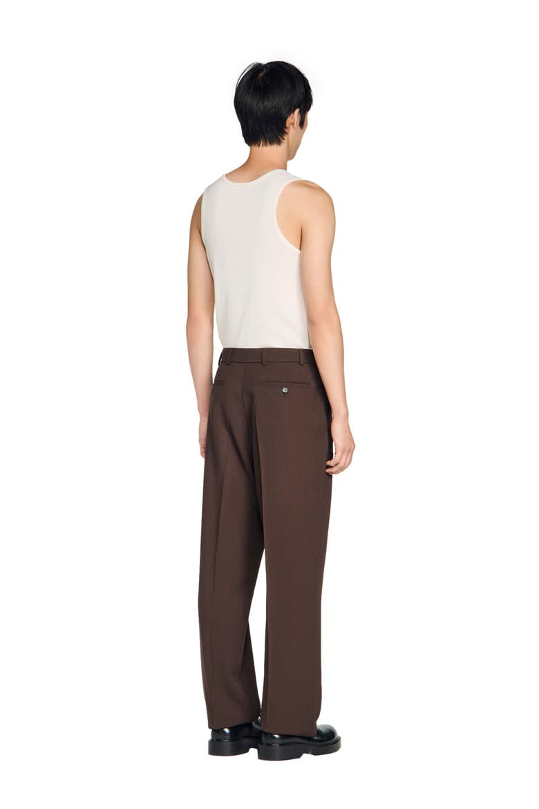 Oversized wool trousers, Alternate, color, Chocolate
