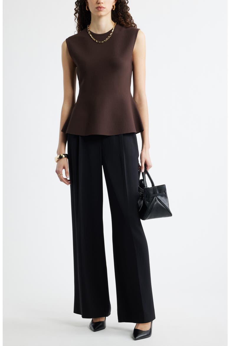 Sleeveless Peplum Sweater, Alternate, color, BROWN COFFEE