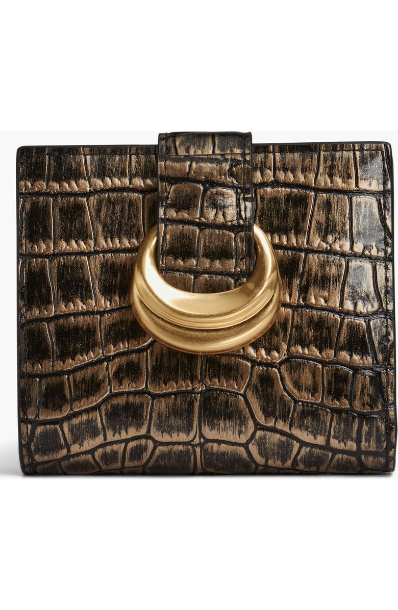 Donna Karan New York Valley Stream Metallic Croco Small Wallet, Main, color, Black/Gold