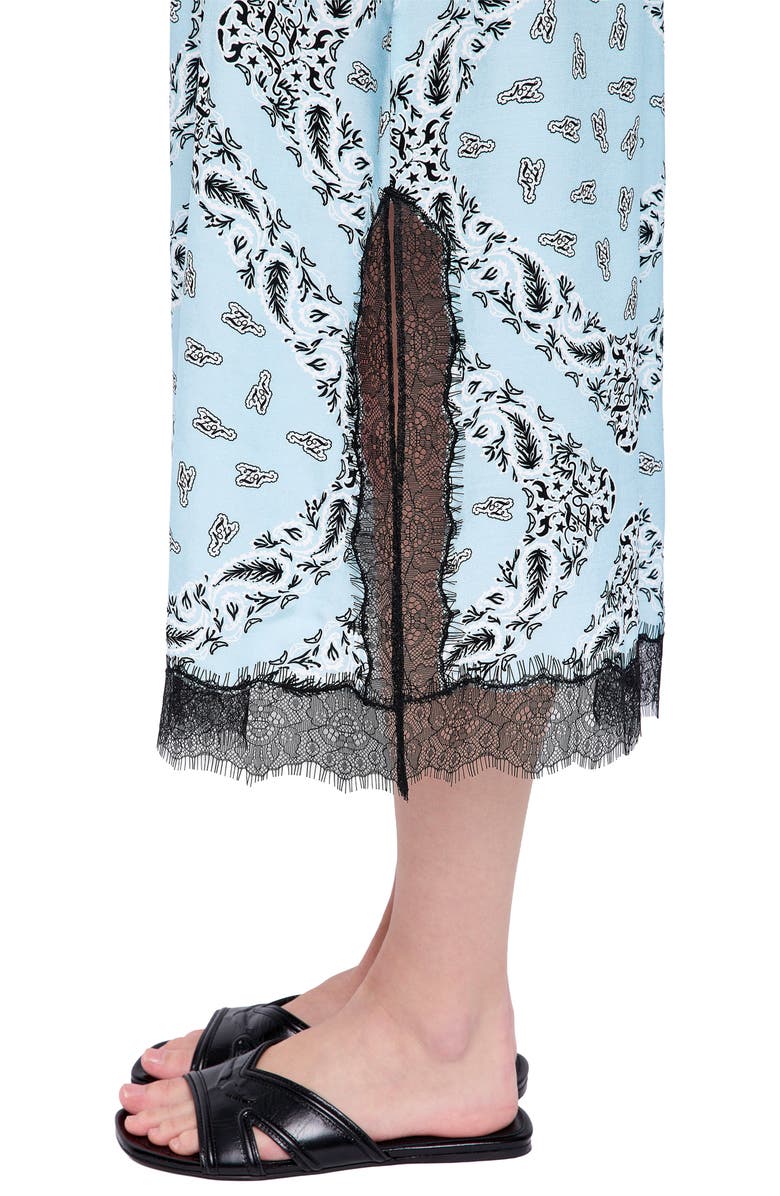 Zadig & Voltaire Jarvis Bandana Lace Trim Midi Skirt, Alternate, color, Bleu Oxford