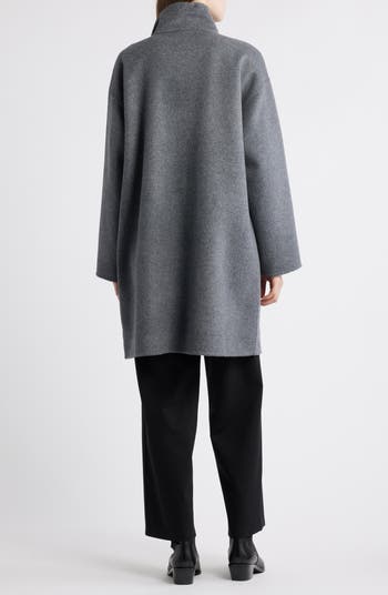 Stand Collar Reversible Wool & Cashmere Coat
