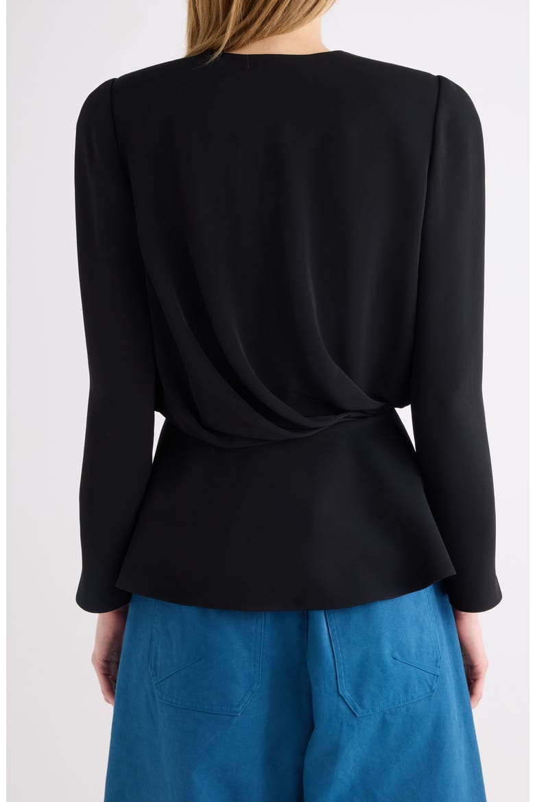Fluid Faille Cinched Waist Top, Alternate, color, BLACK
