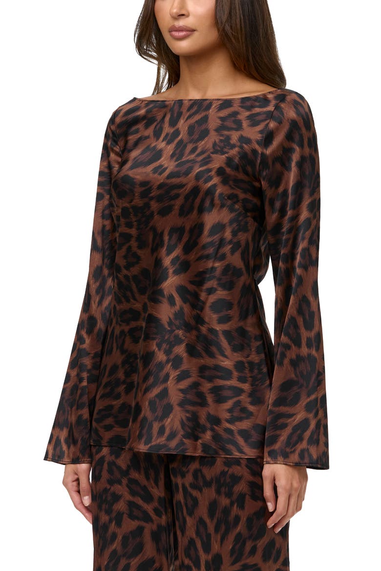 Stretch Silk Long Sleeve Top, Alternate, color, BRUSHED LEOPARD