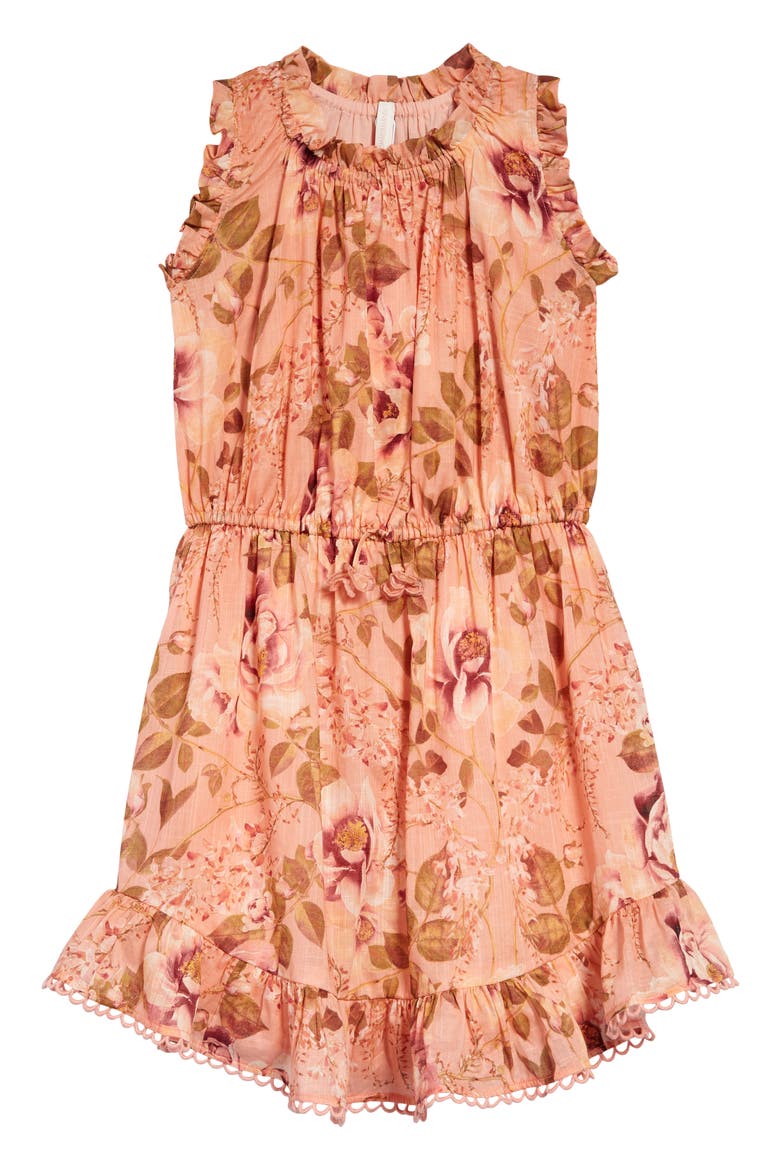 Kids' Rosa Floral Print Dress, Main, color, PINK PEONY FLORAL