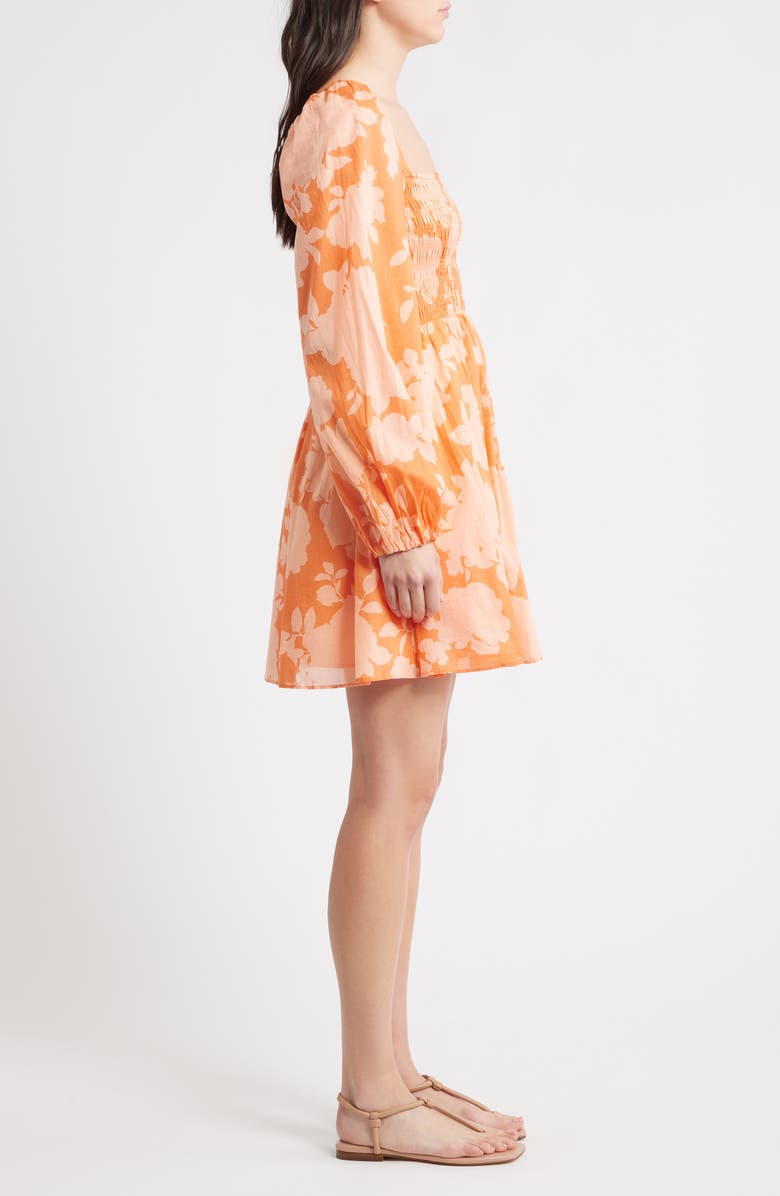 & Other Stories Smocked Long Sleeve Cotton Minidress, Alternate, color, 