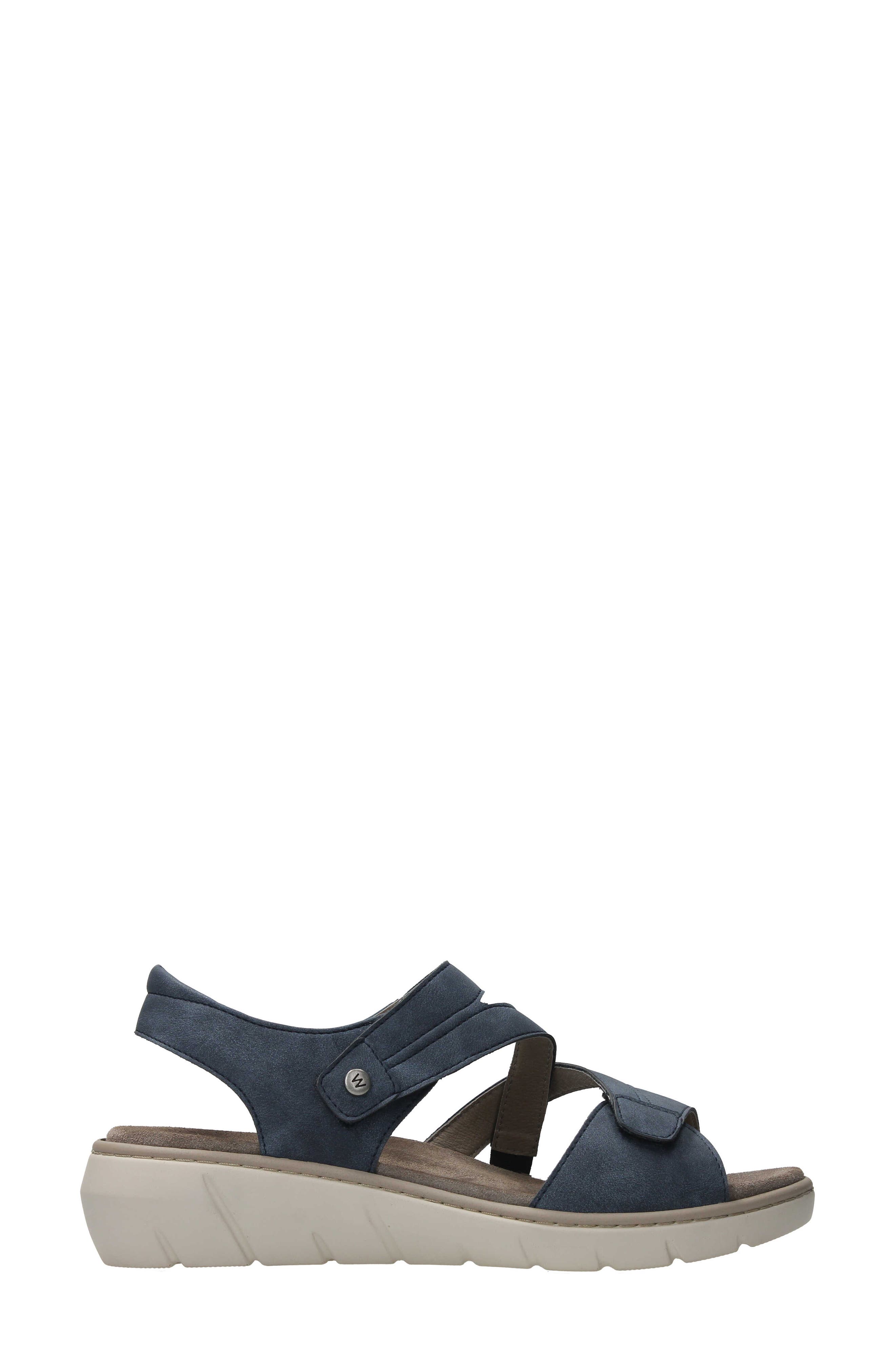 Ikaria Wedge Sandal, Alternate, color, DENIM BIOCARE