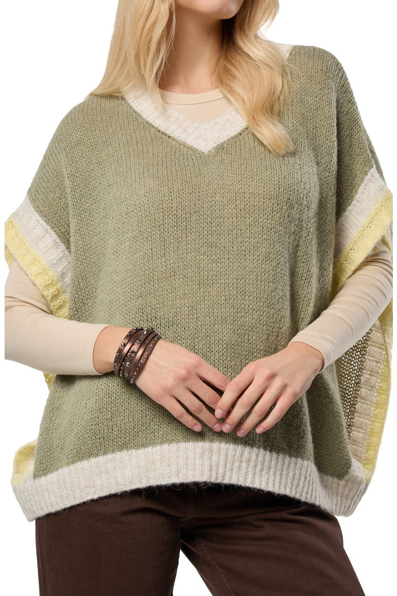 Striped V-Neck Sweater, Alternate, color, GREEN