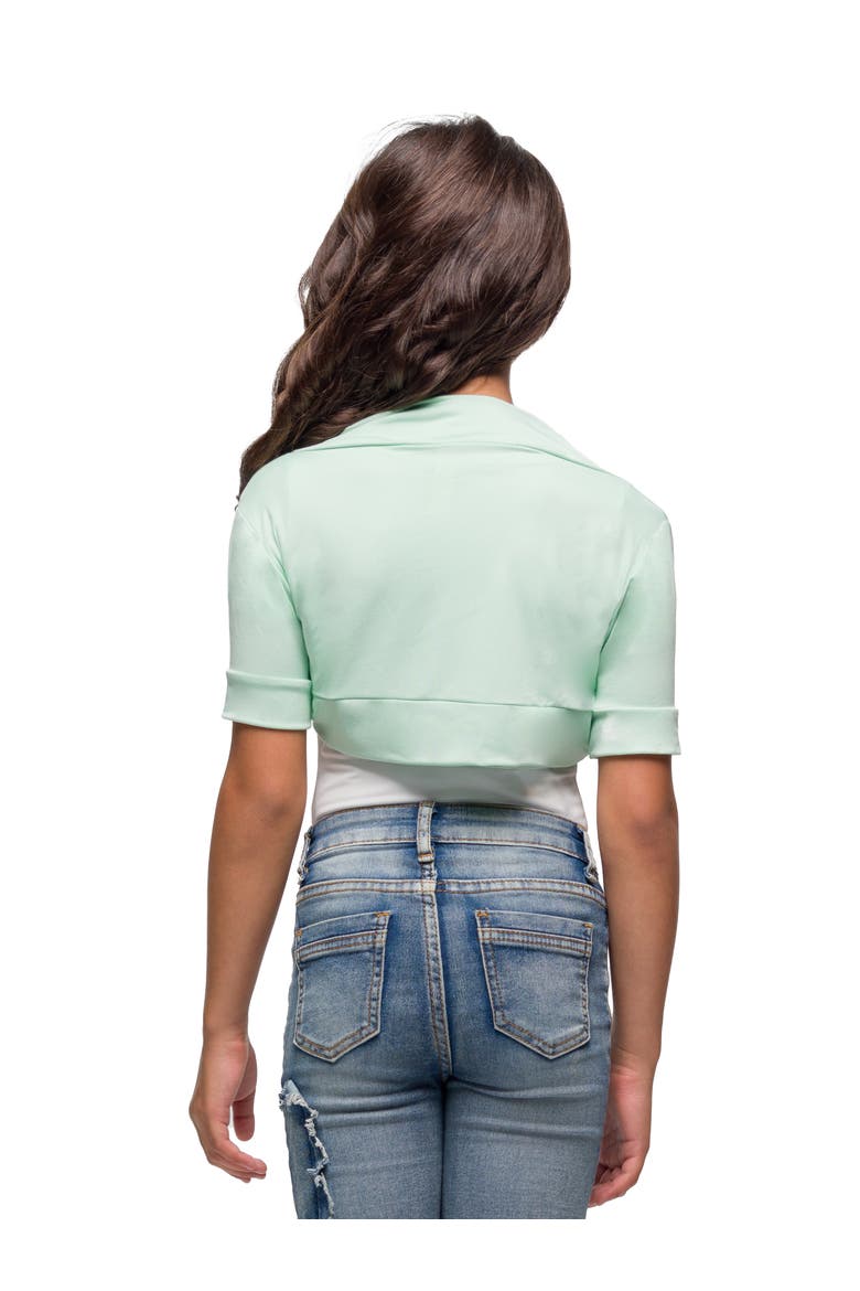 Open Front short Sleeve Cropped Bolero Shrug, Alternate, color, Mint