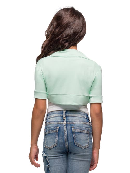 24sevenkid Open Front Short Sleeve Cropped Bolero Shrug In Green
