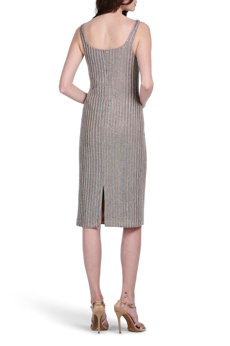 Crystal Stripe Cocktail Sheath Midi Dress, Alternate, color, DIAMOND