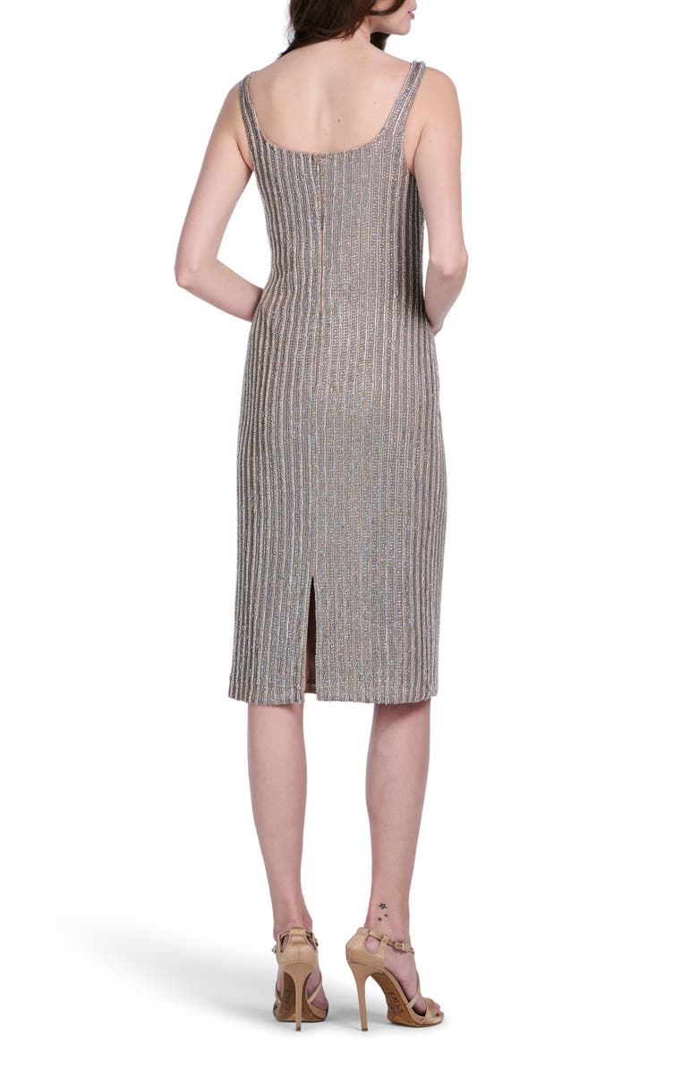 EMILY SHALANT Crystal Stripe Cocktail Sheath Midi Dress, Alternate, color, Diamond