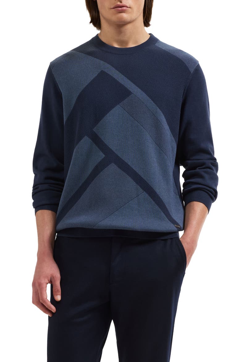 Cotton Crewneck Sweater, Main, color, INK