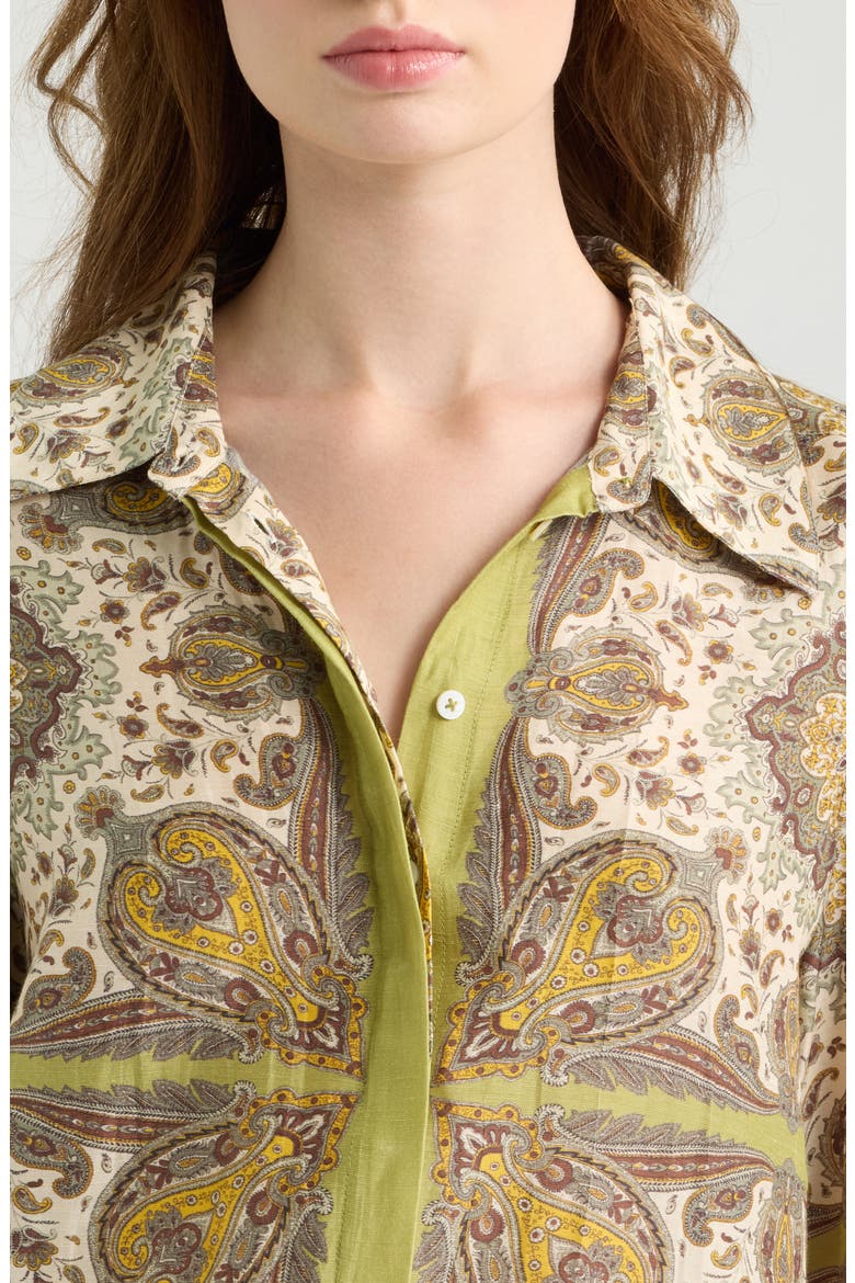 Joie Paisley Button-Front Shirt, Alternate, color, KALEIDOSCOPE SCARF PRINT