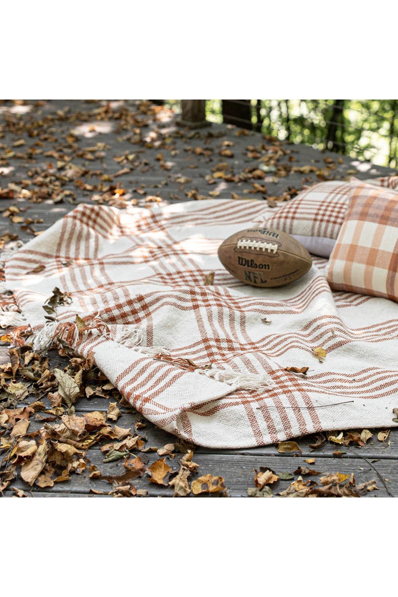 Plaid Outdoor Picnic Blanket Rust Polyester, Alternate, color, Red