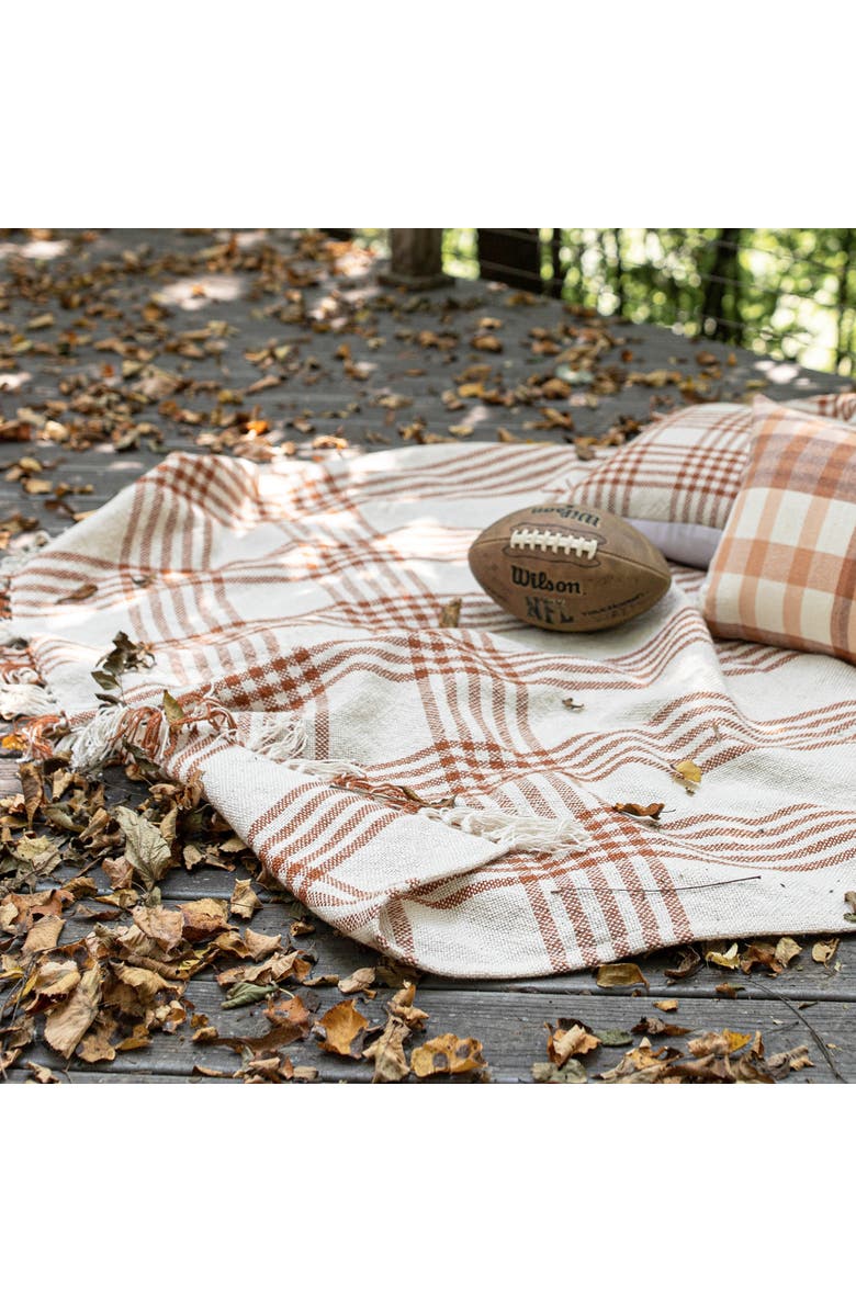 Foreside Home and Garden Plaid Outdoor Picnic Blanket Rust Polyester, Alternate, color, Red