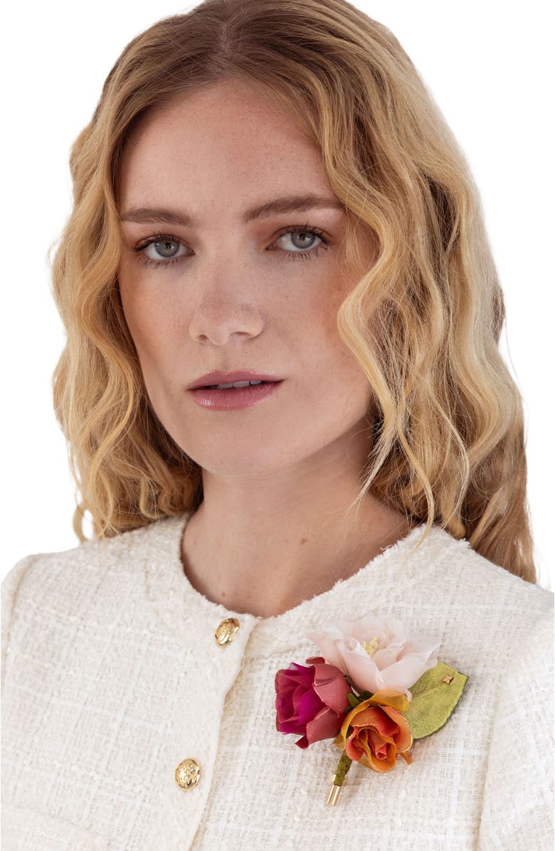 Helena Simon The Spray Rose Floral Brooch, Alternate, color, Multi