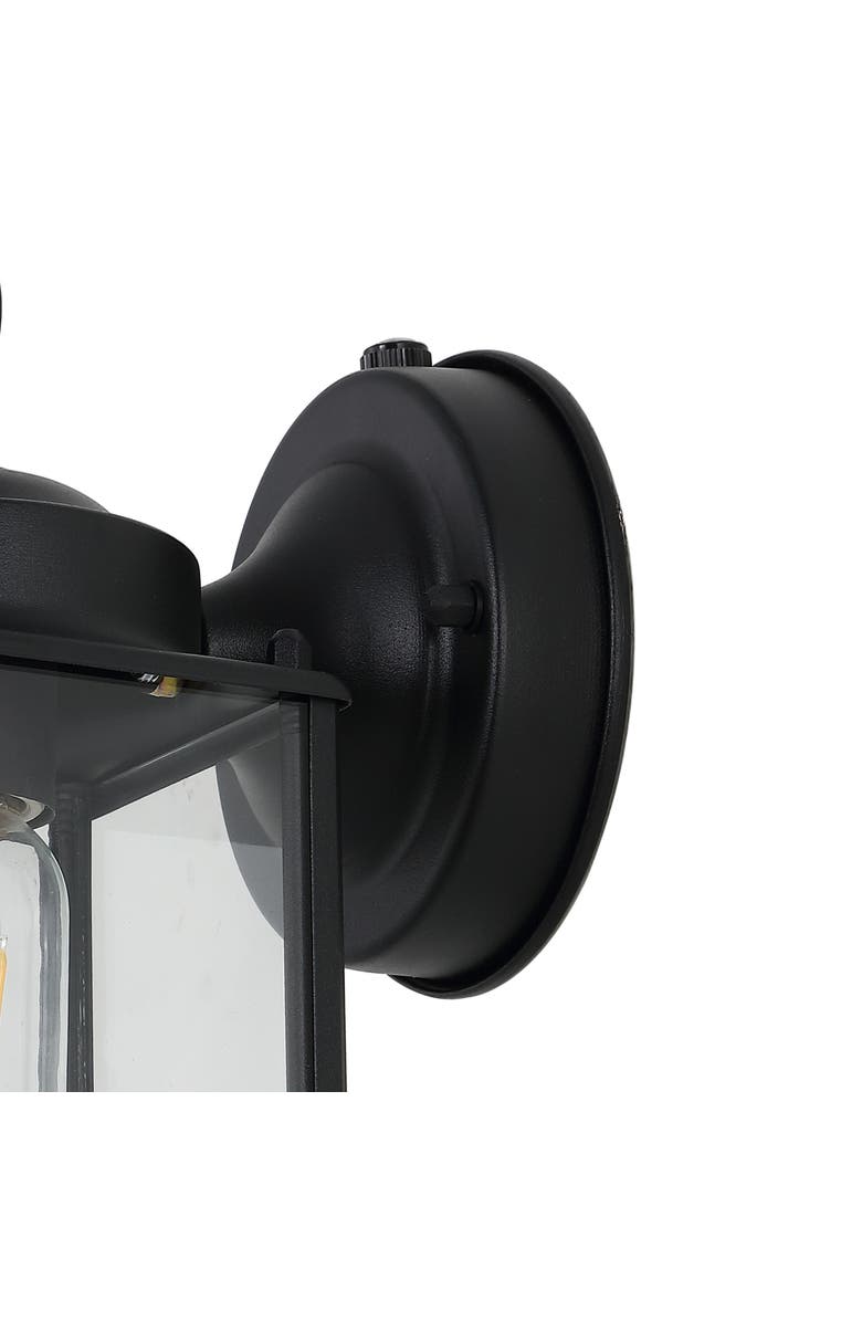 JONATHAN Y Boston 1-Light Farmhouse Industrial Iron/Glass Outdoor LED Sconce, Alternate, color, Black/Clear