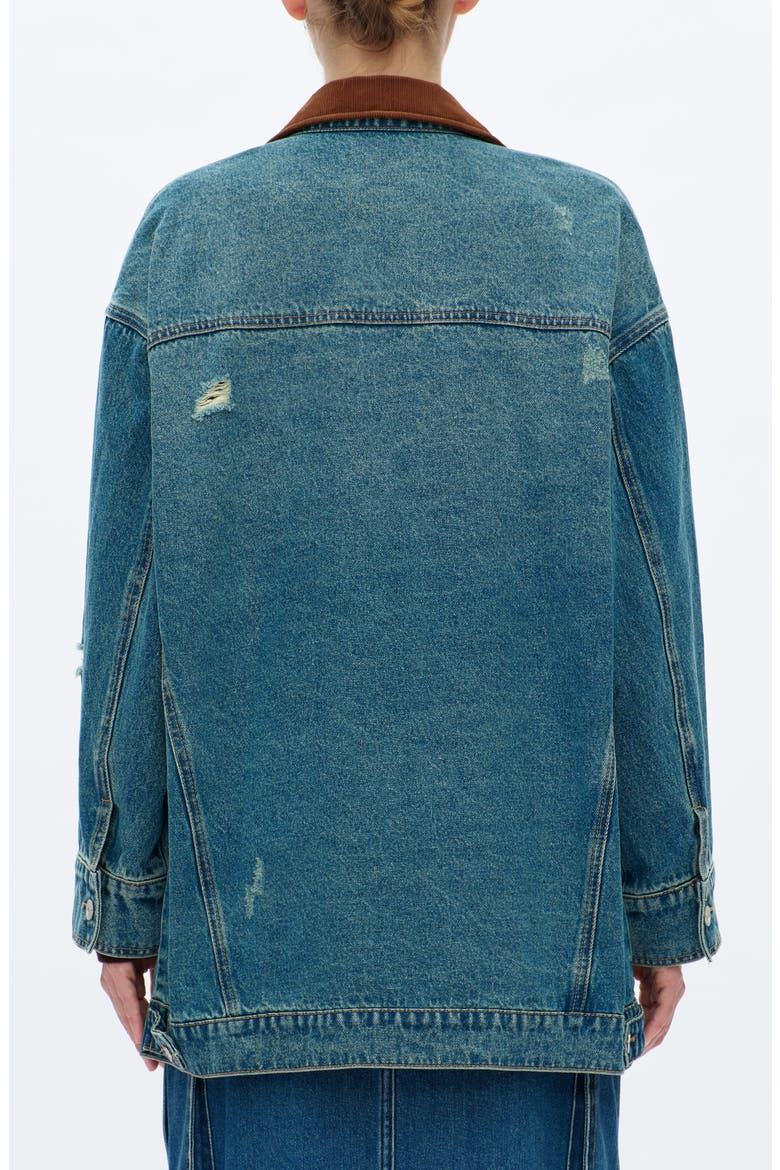 Distressed Oversized Denim Jacket, Alternate, color, RETRO MEDIUM BLUE