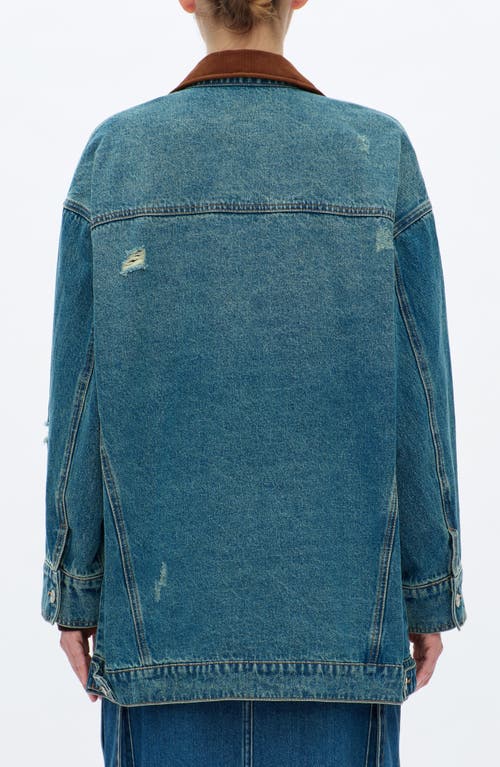 Bayeas Distressed Denim Jacket In Blue