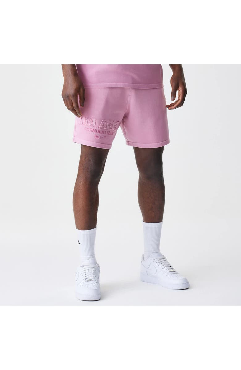 New Era Men's New Era Pink McLaren F1 Team Acid Washed Drawstring Shorts, Main, color,