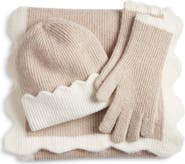 Treasure & Bond Scalloped Scarf, Beanie & Gloves Set
