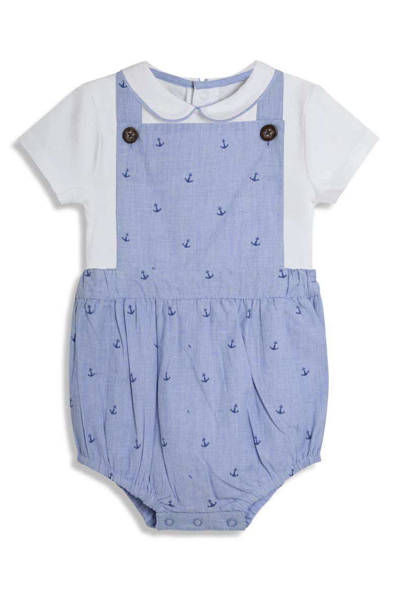 JOJO MAMAN BEBE Bodysuit & Anchor Print Overalls, Main, color, Navy