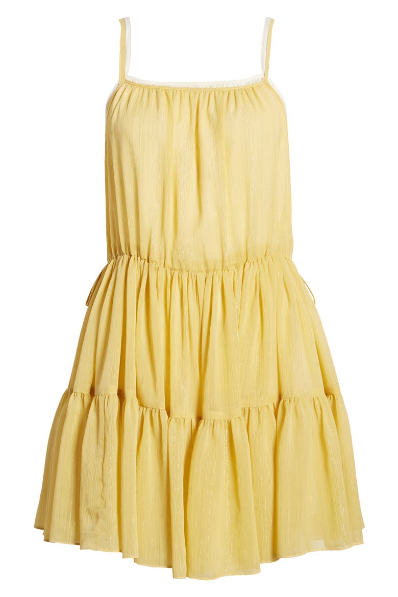 Clyde Metallic Thread Tiered Ruffle Dress, Alternate, color, SAFFRON