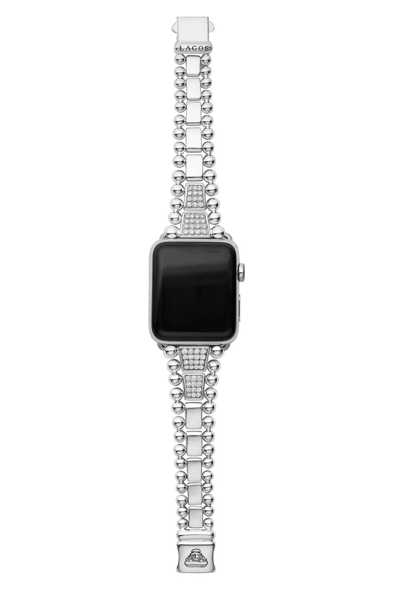 Smart Caviar Diamond Apple Watch® Watchband, Alternate, color, SILVER