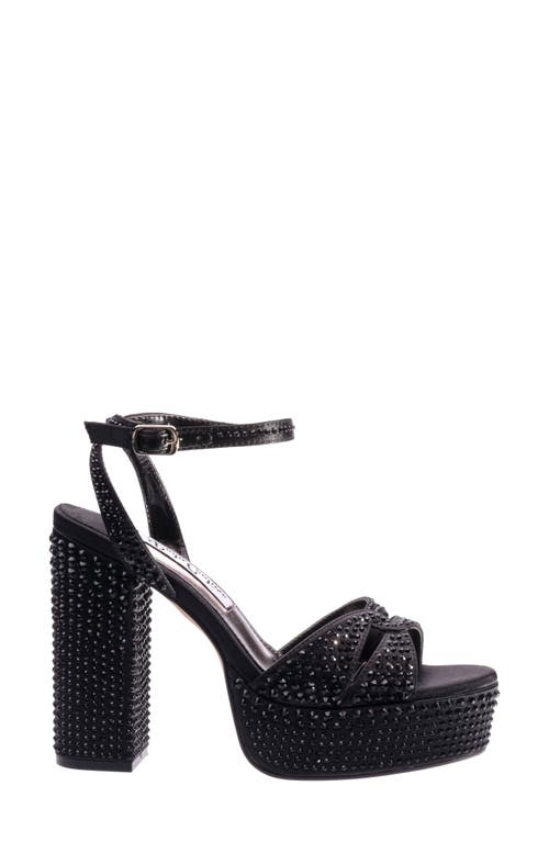 Lady Couture Rhinestone Platform Ankle Strap Sandal In Black