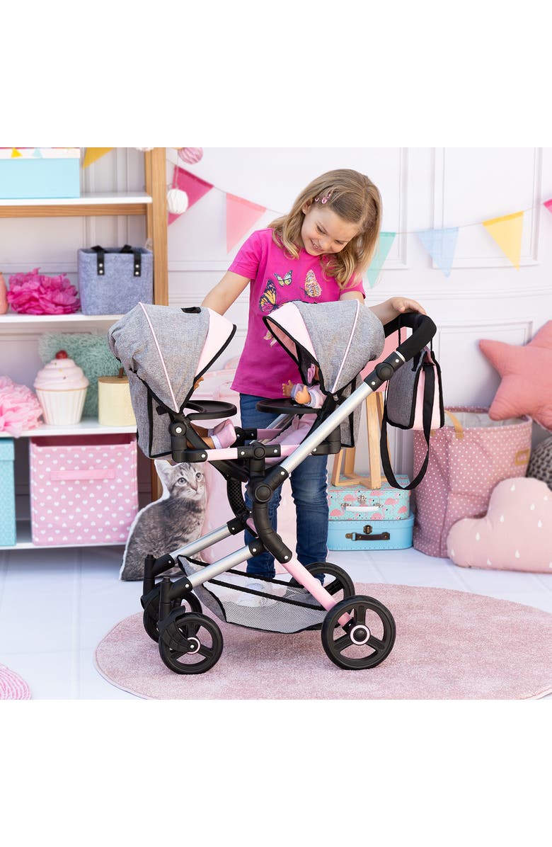 Bayer Design Twin Doll Pram Neo, Up to 18 Inch Dolls, Alternate, color, Pink