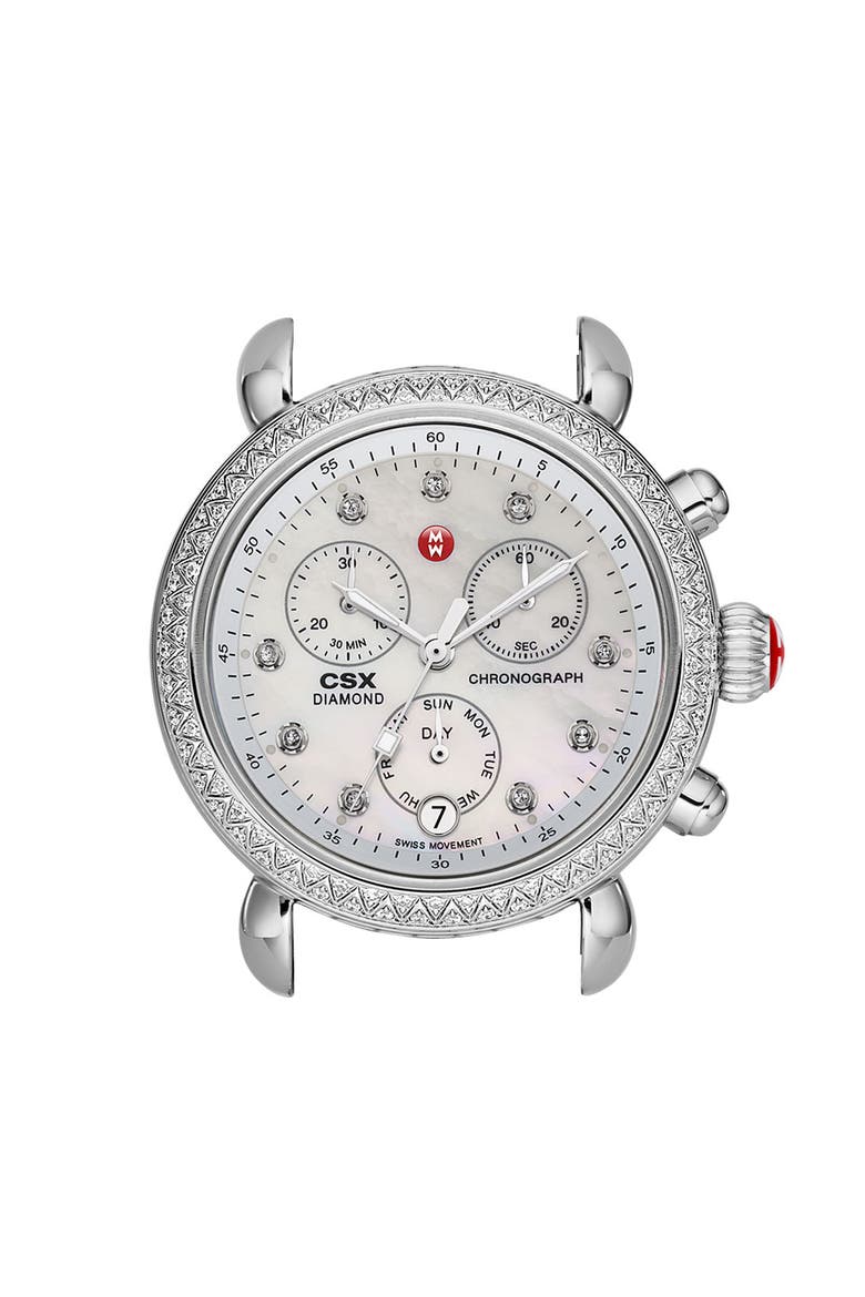 'CSX-36 Diamond' Diamond Dial Two Tone Watch Case, 36mm, Main, color, SILVER