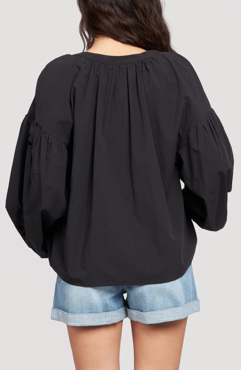 Sam Edelman Embroidered Sleeve Top, Alternate, color, True Black