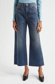 Veronica Beard Taylor Raw Hem High Waist Ankle Wide Leg Jeans