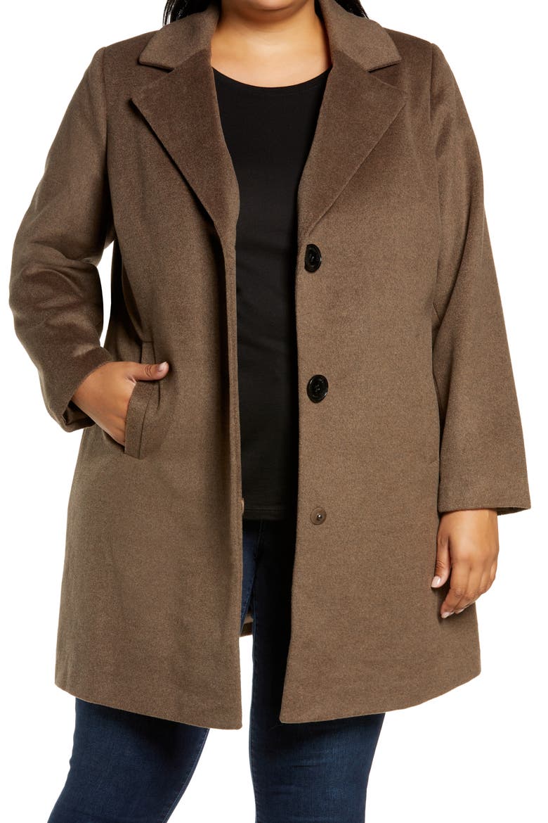 Women's Wool Blend Coat, Main, color, MELANGE BROWN