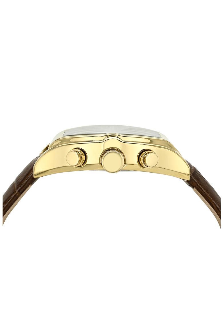 Roman Leather Strap Watch, Alternate, color, BROWN GOLD TONE