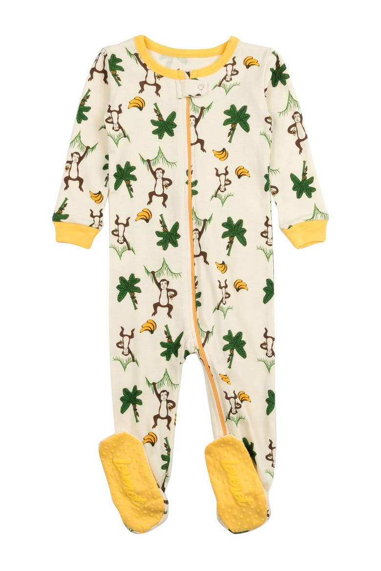 Kids Cotton Footed Printed Pajamas, Animal, Holiday & Fun Prints, Main, color, BEIGE