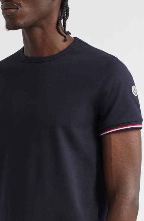 Moncler Tipped Cotton Stretch Jersey T-shirt In Navy/navy
