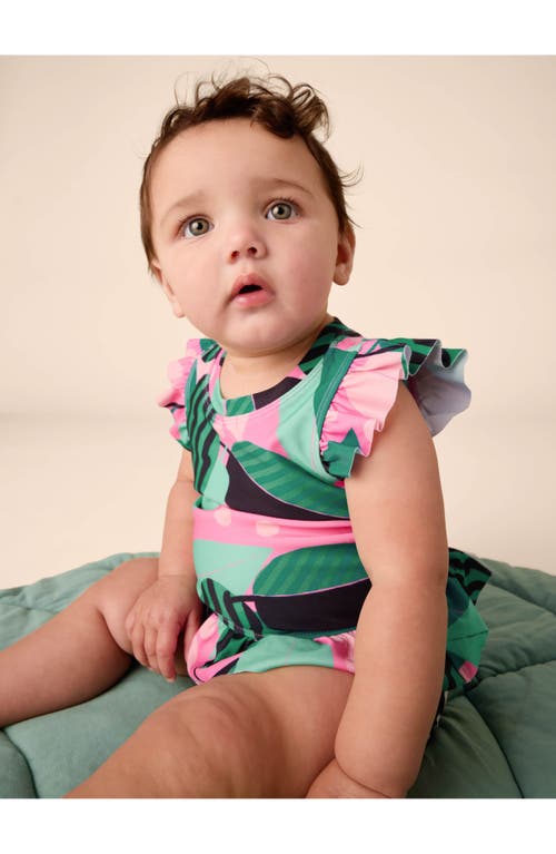 Tea Collection Short Sleeve Baby Swim Set In Bossa Nova Foliage