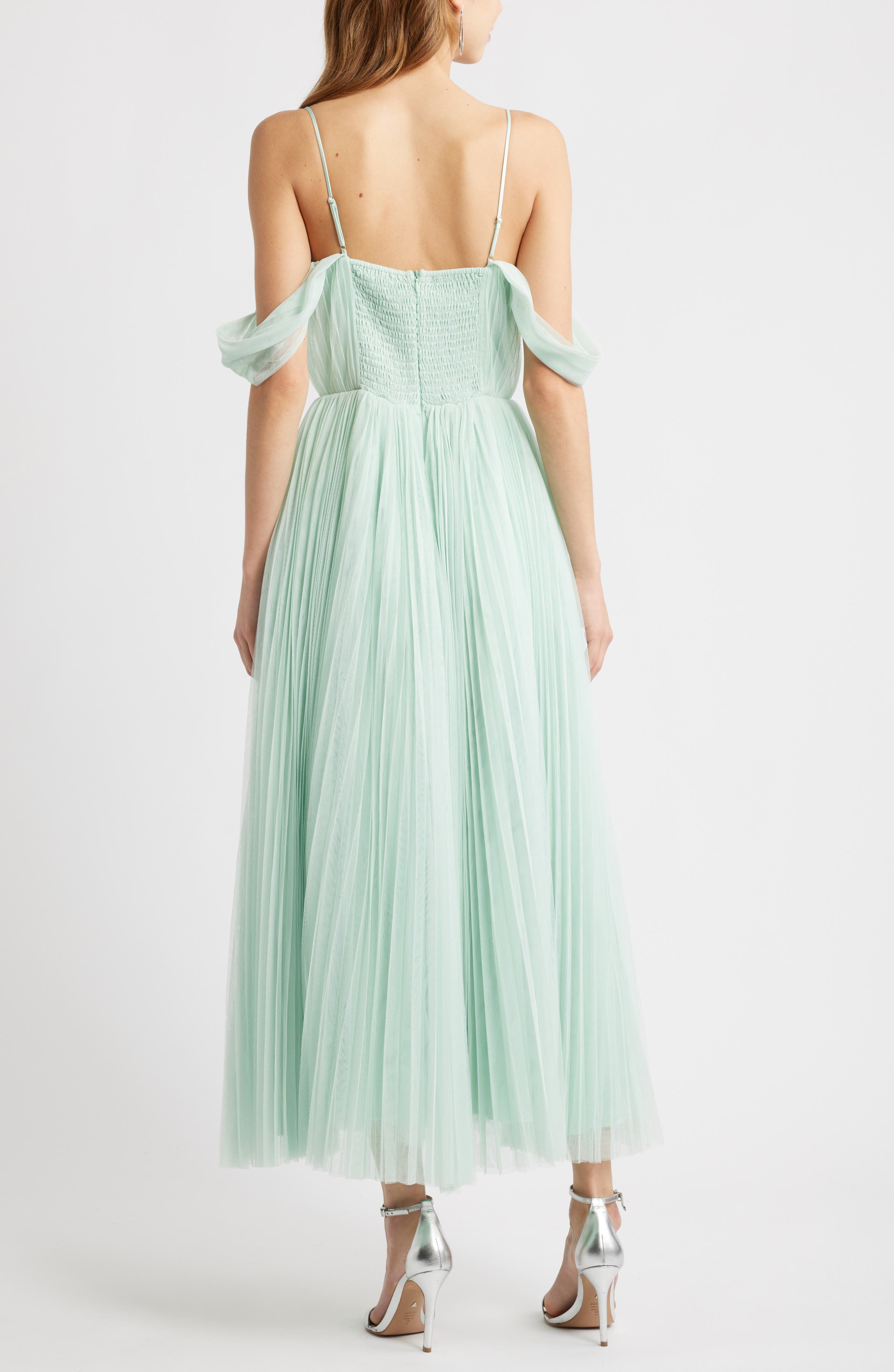 Cold Shoulder Chiffon Cocktail Dress - image 2