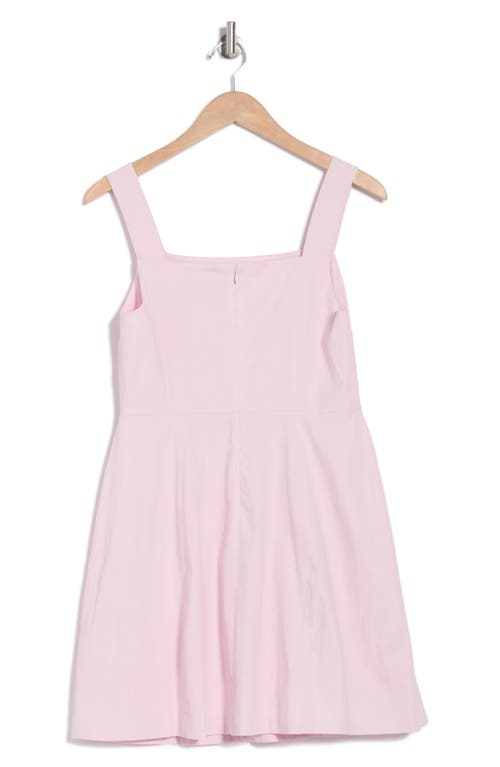 Theory Square Neck Linen Blend Fit & Flare Minidress In Soft Pink