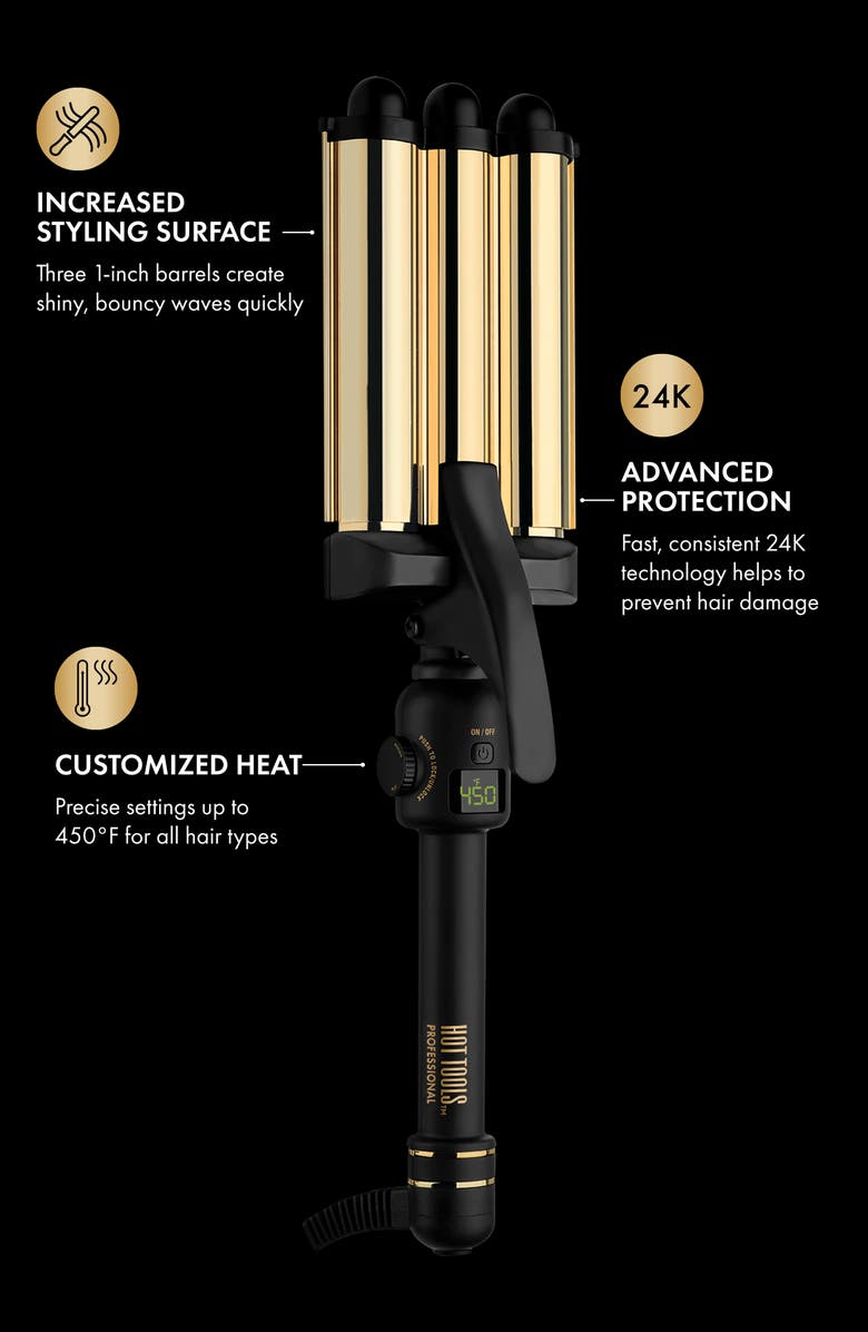 HOT TOOLS 24K Gold 3 Barrel Waver, Alternate, color, 24K Gold