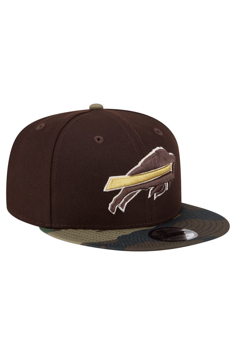 Men's New Era  Dark Brown Buffalo Bills Burnt Wood Camo 9FIFTY Snapback Hat, Alternate, color, Dark Brown
