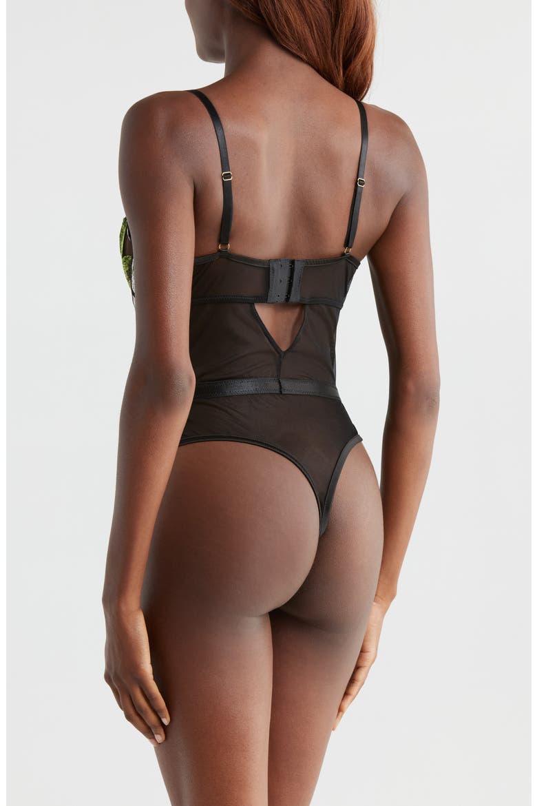 Embroidered Underwire Bodysuit, Alternate, color, HYDRANGEA NIGHT