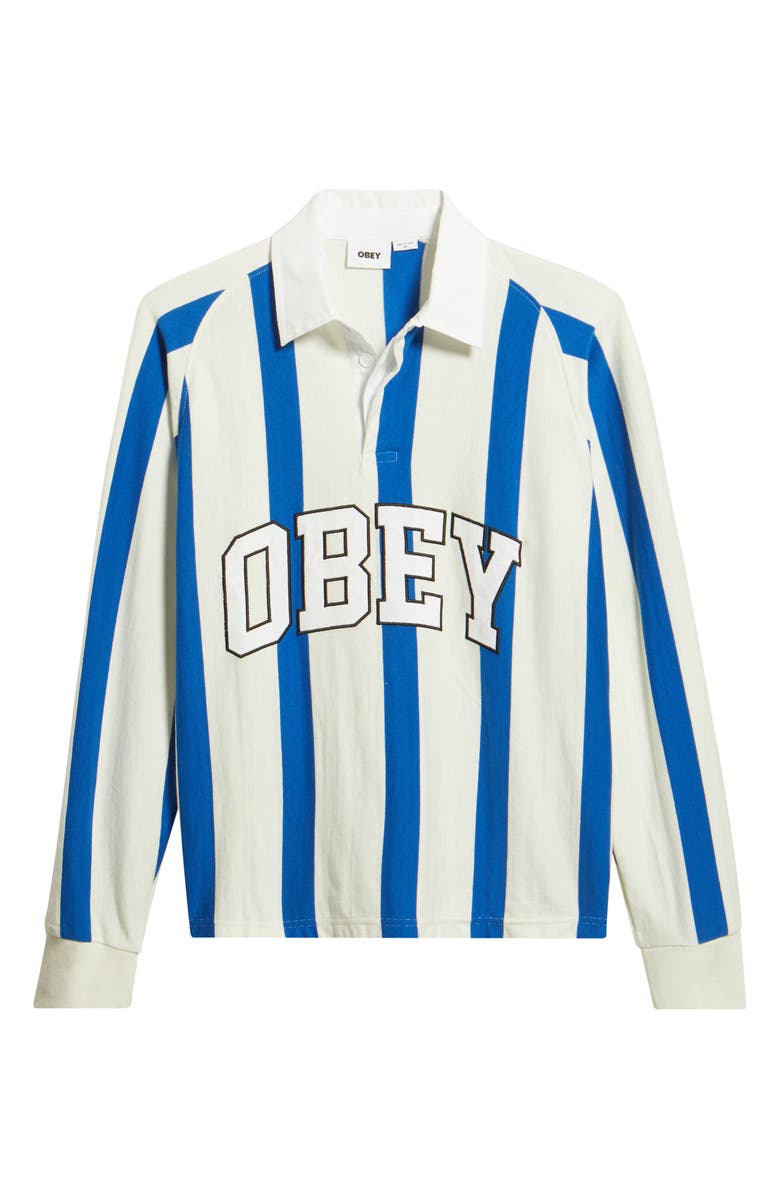Obey Landon Stripe Rugby Shirt, Alternate, color, White Mult