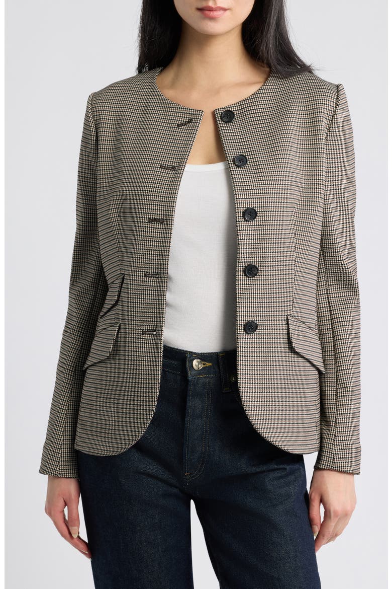 Collarless Slade Ponte Jacquard Jacket, Main, color, BRBLMT