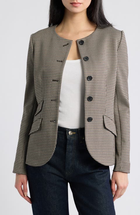 Collarless Slade Ponte Jacquard Jacket