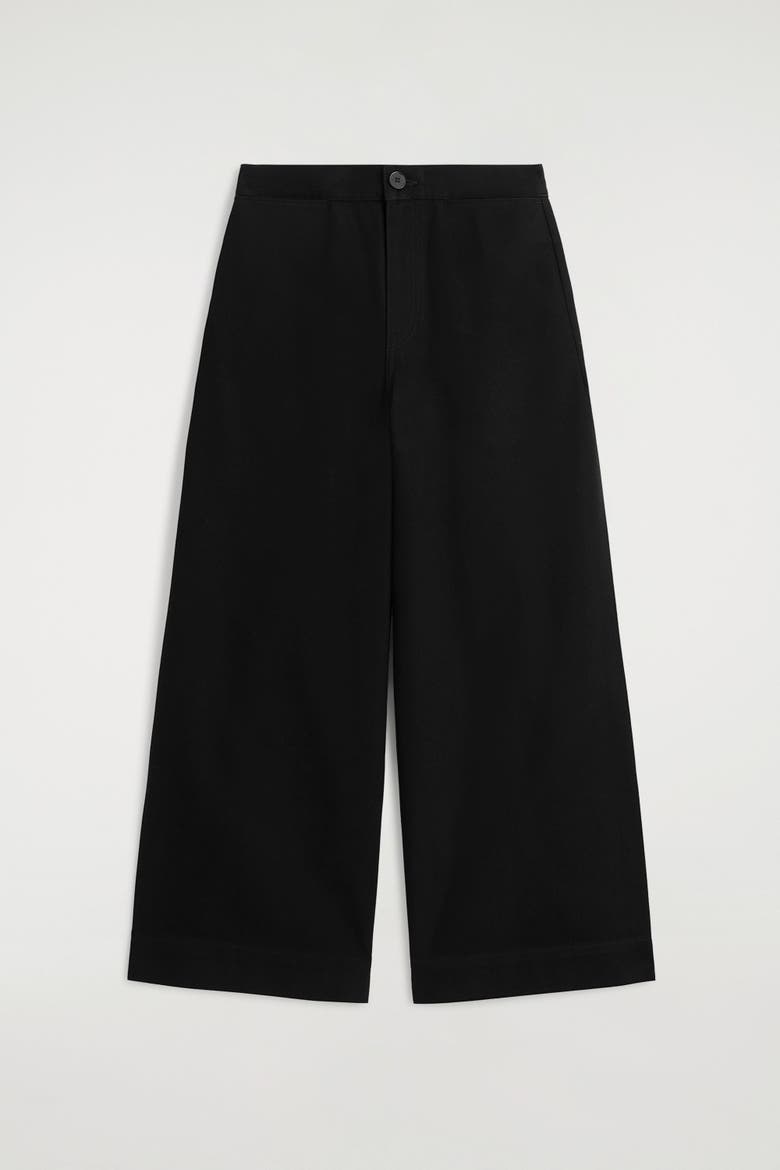 Cropped Wide-Leg Denim Pants, Alternate, color, BLACK