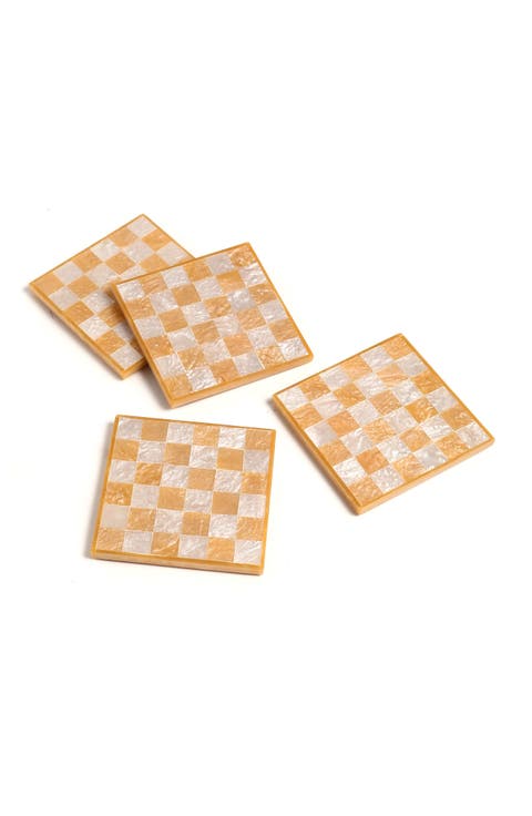 Set of 4 Checkered Resin Coasters