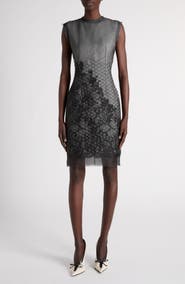 McQueen Quilted Silk Lace Minidress