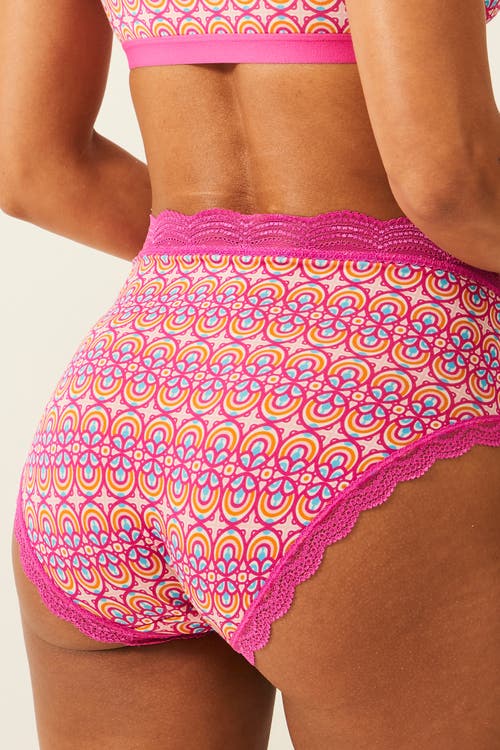 Stripe & Stare High Rise Knicker Four Pack In Pink